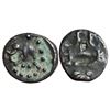 Image 1 : India : Eastern Chalukyas of Vengi, Circa 700-800 AD, Unattributed Alloyed Copper Coin. Copying Vish