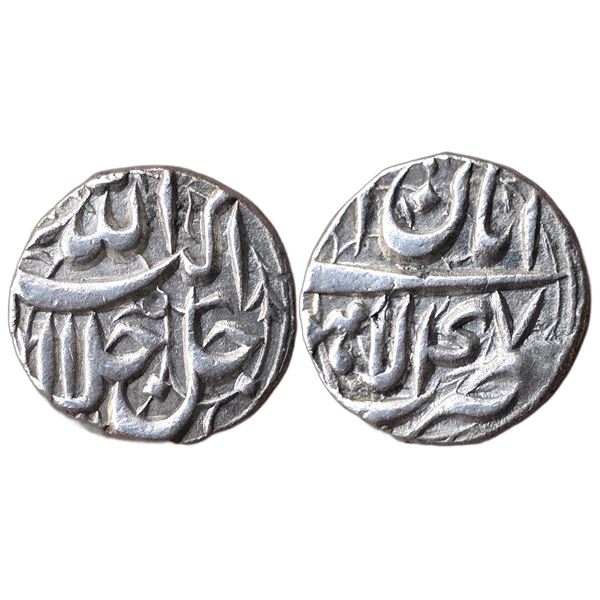 India : Mughals : Akbar, (1556-1605 AD), AR 1/2 rupee, Lahore mint, 47 Aban.