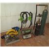 Image 1 : (KAILUA) DeWalt D28715 Chop Saw, GreenWorks 2000 PSI Pressure Washer, Tanks, Blower (Untested)