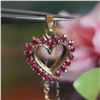 Image 1 : Vintage 9kt yellow gold ruby heart pendant, natural ruby pendant, Ruby gold heart, July birthstone