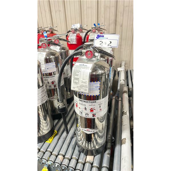 3 AMEREX 2 1/2 GAL CHROME INDUSTRIAL PORTABLE FIRE SUPPRESSION EXTINGUISHERS