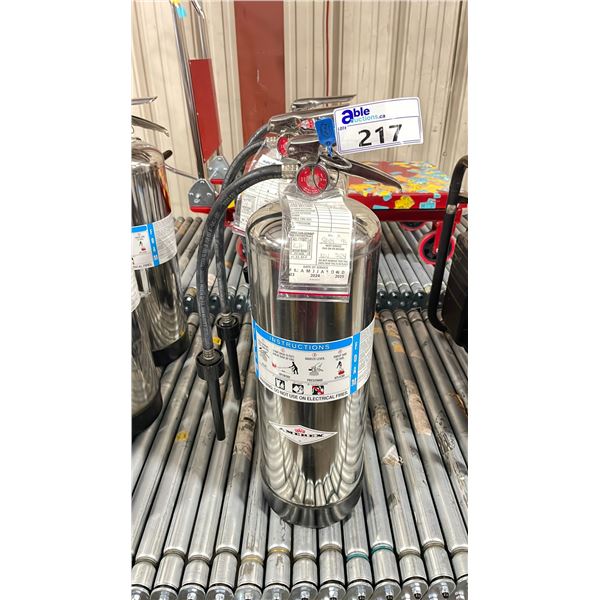 3 AMEREX 2 1/2 GAL CHROME INDUSTRIAL PORTABLE FIRE SUPPRESSION EXTINGUISHERS