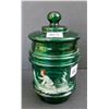 Image 1 : Victorian hand painted emerald green candy jar