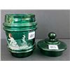 Image 2 : Victorian hand painted emerald green candy jar