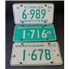 Image 1 : 3 Saskatchewan license plates - 1968-1970