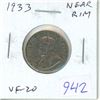 Image 1 : 1933 Near Rim Nickel 5 Cents. S in CENTS is Near the Rim. VF-20.