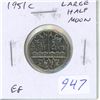 Image 1 : 1951c Large Half Moon Nickel 5 Cents. This Error is the result of Clashed Dies. EF-40.