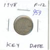 Image 1 : 1948 Canadian Silver 10 Cents. Key Date. F-12.