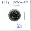 Image 1 : 1998 Canadian Specimen 10 Cents. The special finish on the coin is a three-fold combination of brill