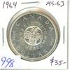 Image 1 : 1964 Canadian Silver Dollar. Commemorates the pre-Confederation meetings in Charlottetown & Quebec C