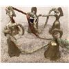 Image 2 : #1261 - Vintage etched brass small bells.  Set of five 3" bells on cord.  India