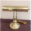 Image 1 : #1263 - Vintage brass bankers style lamp with adjustable arm.  Works.