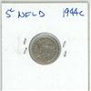 Image 1 : NFLD 1944 silver five cent VF-EF