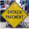 Image 1 : Broken Pavement Highway Sign