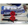 Image 2 : Assortment of different ice fishing items gall, rod ect.