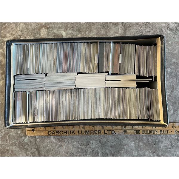 Shoe box of 1200+ hockey cards. Mixed years and brands from the 1990s. Fleer Ultra, Parkhurst, Wien
