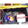 Image 4 : STORAGE TUB W/ASST RATCHING TIE DOWNS & OTHER ITEMS