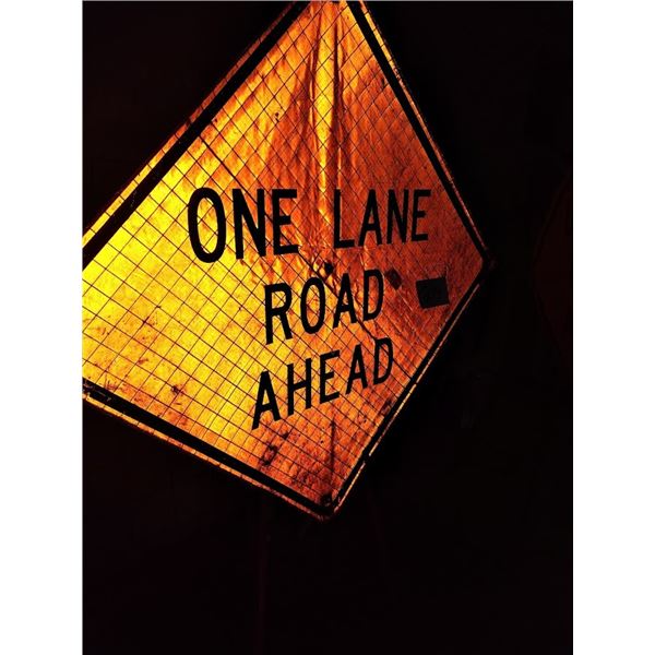 TRAFFIC CONTROL ONE LANE ROAD AHEAD SIGN