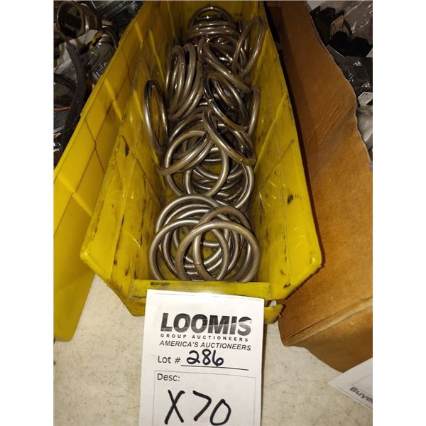 SET OF 70 NEW STAINLESS 2" O RINGS