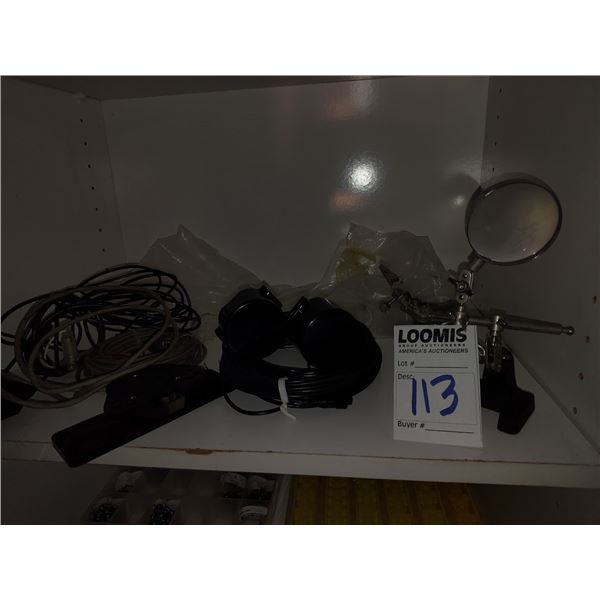 MAGNIFYING STAND & OTHER ITEMS
