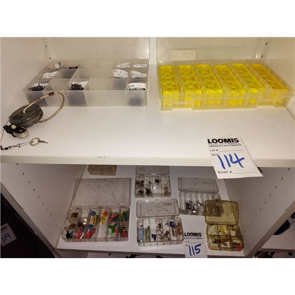 BUNDLE OF FISHING LURES, HOOKS AND CASES