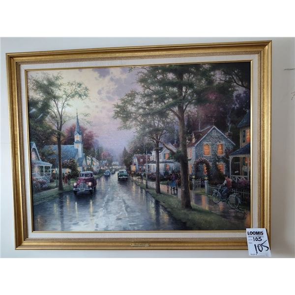 SIGNED THOMAS KINKADE "HOME TOWN MORNING "  #610/3550 FRAMED ART