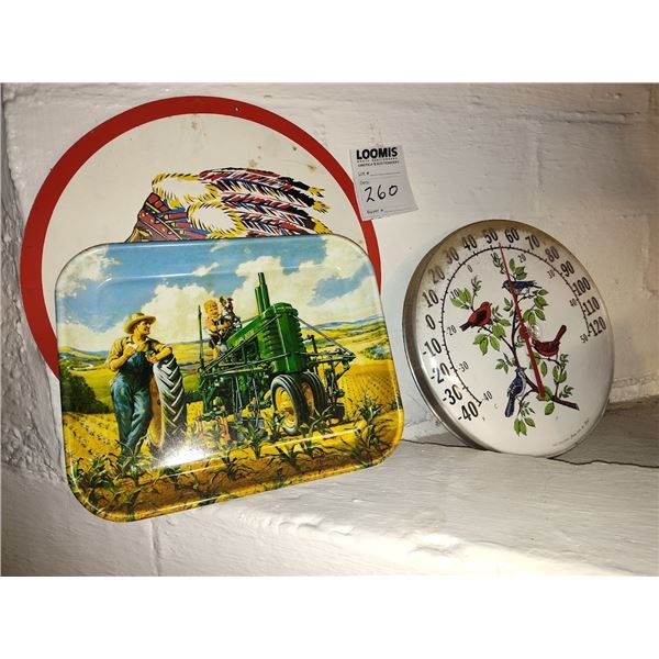 JOHN DEER METAL VINTAGE TRAY & OTHER ITEMS