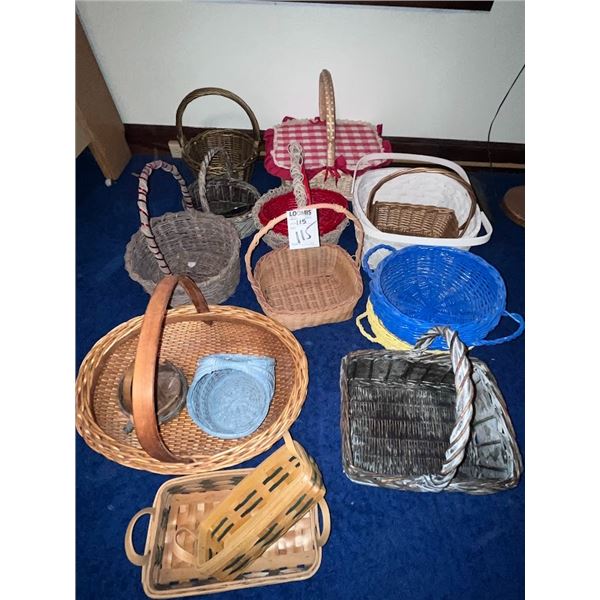 LARGE COLLECTION OF BASKETS-APPROX 15 PCS.