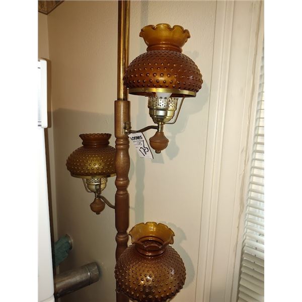 AMBER HOBNAIL GLASS VINTAGE FLOOR LAMP