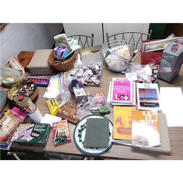 BOOKS, TABLE GAMES AND SEWING SUPPLIES