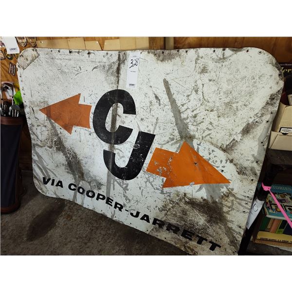 LARGE VINTAGE METAL COOPER JARRETT TRUCKING SIGN