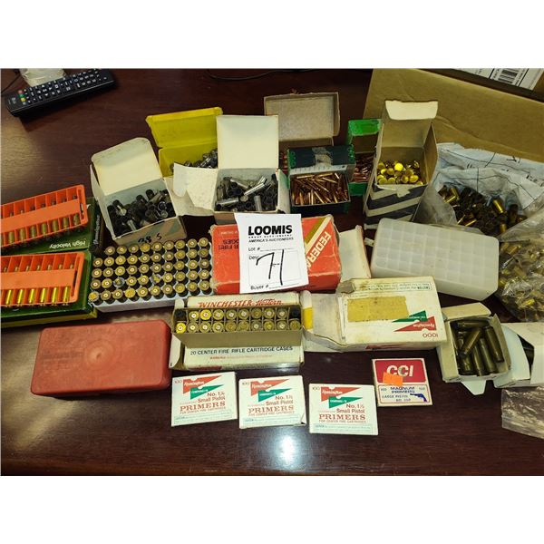 LARGE BUNDLE LOT OF LOADING CASINGS AND OTHER ITEMS