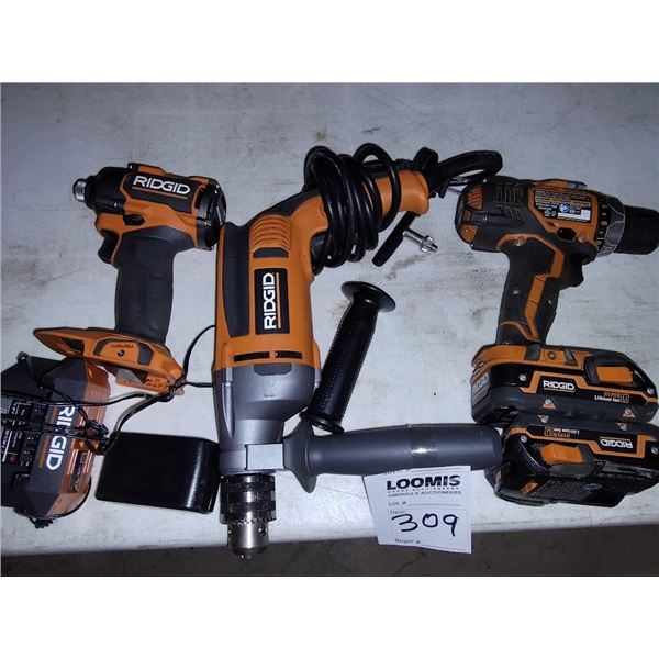 RIDGID R/C POWER TOOLS & 1 CORDED DRILL