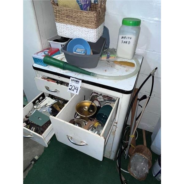 VINTAGE CABINET W/ PORCELAIN TOP