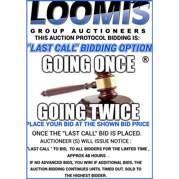 READ :THIS AUCTION IS "LAST CALL " BIDDING OPTION PROTOCOL