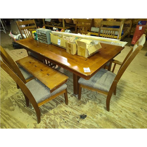 HARVEST TABLE W/ 6 CHAIRS