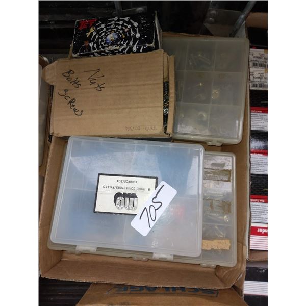 ASSORTED HARDWARE (NEW & USED) W/ PVC ORGANIZERS