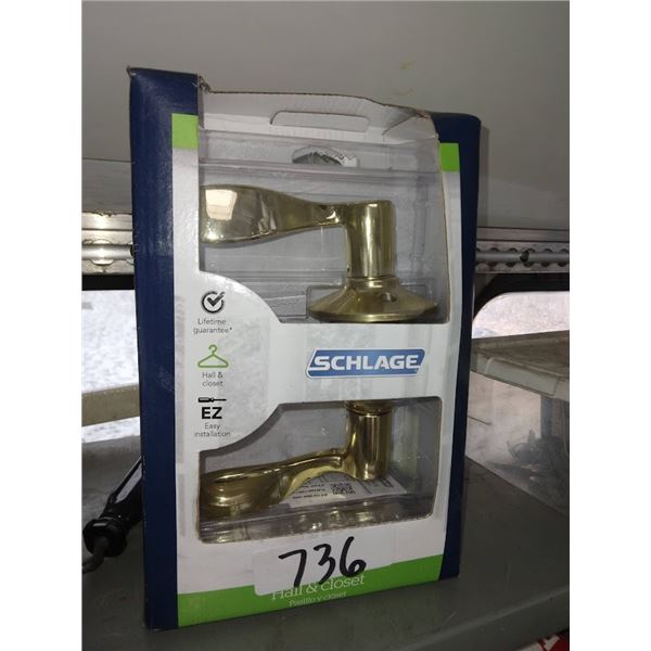 NEW SCHLAGE HALL & CLOSET BRASS UNIT