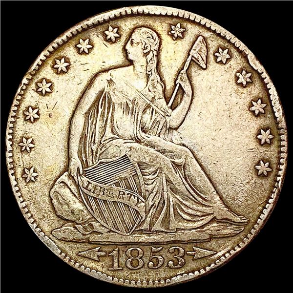 1853 Arrows and Rays Seated Liberty Half Dollar LIGHTLY CIRCULATED