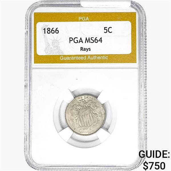 1866 Shield Nickel PGA MS64
