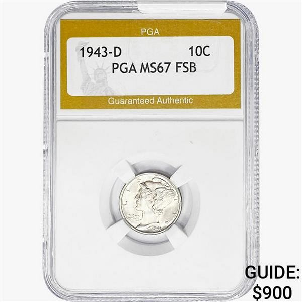 1943-D Mercury Silver Dime PGA MS67 FSB