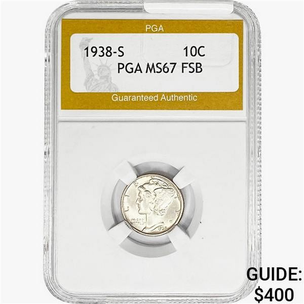 1938-S Mercury Silver Dime PGA MS67 FSB