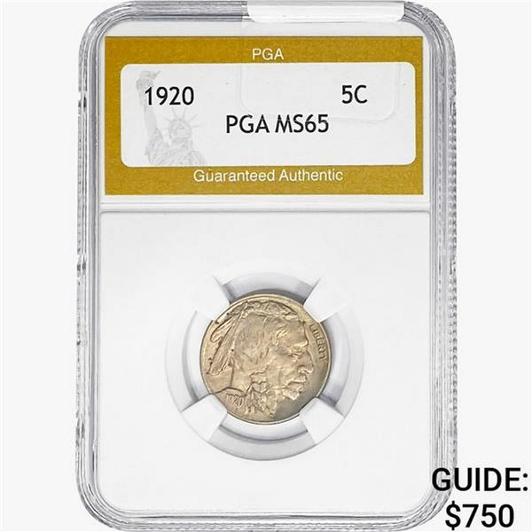 1920 Buffalo Nickel PGA MS65