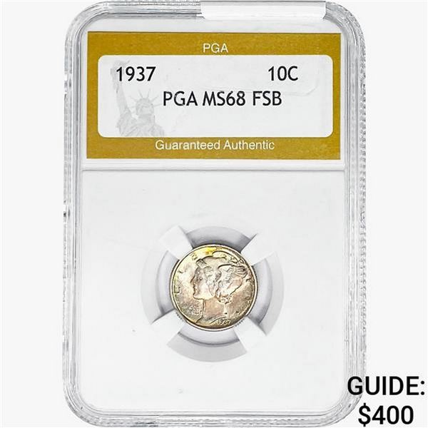 1937 Mercury Silver Dime PGA MS68 FSB