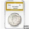 Image 1 : 1921 Silver Peace Dollar PGA MS64+ High Relief