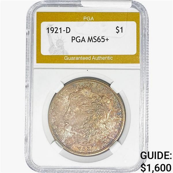 1921-D Morgan Silver Dollar PGA MS65+