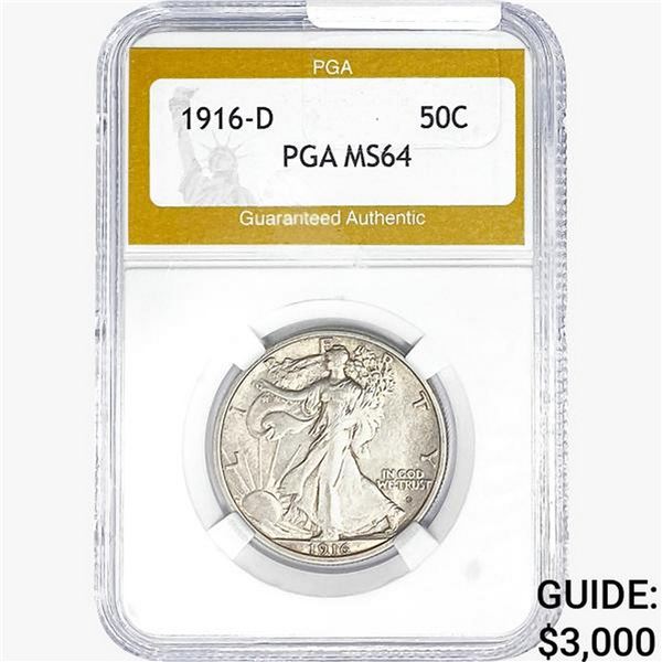 1916-D Walking Liberty Half Dollar PGA MS64