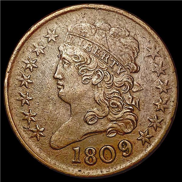 1809 Over Inverted 9 Classic Head Half Cent CHOICE AU