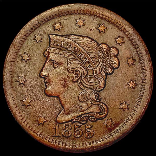 1855 Braided Hair Large Cent CLOSELY UNCIRCULATED