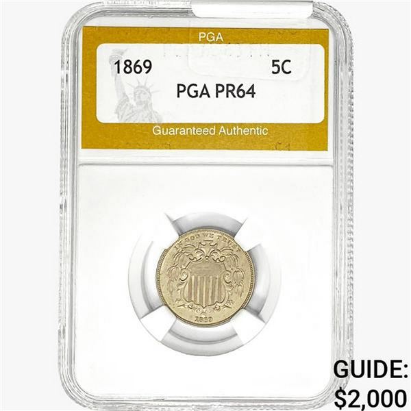 1869 Shield Nickel PGA PR64